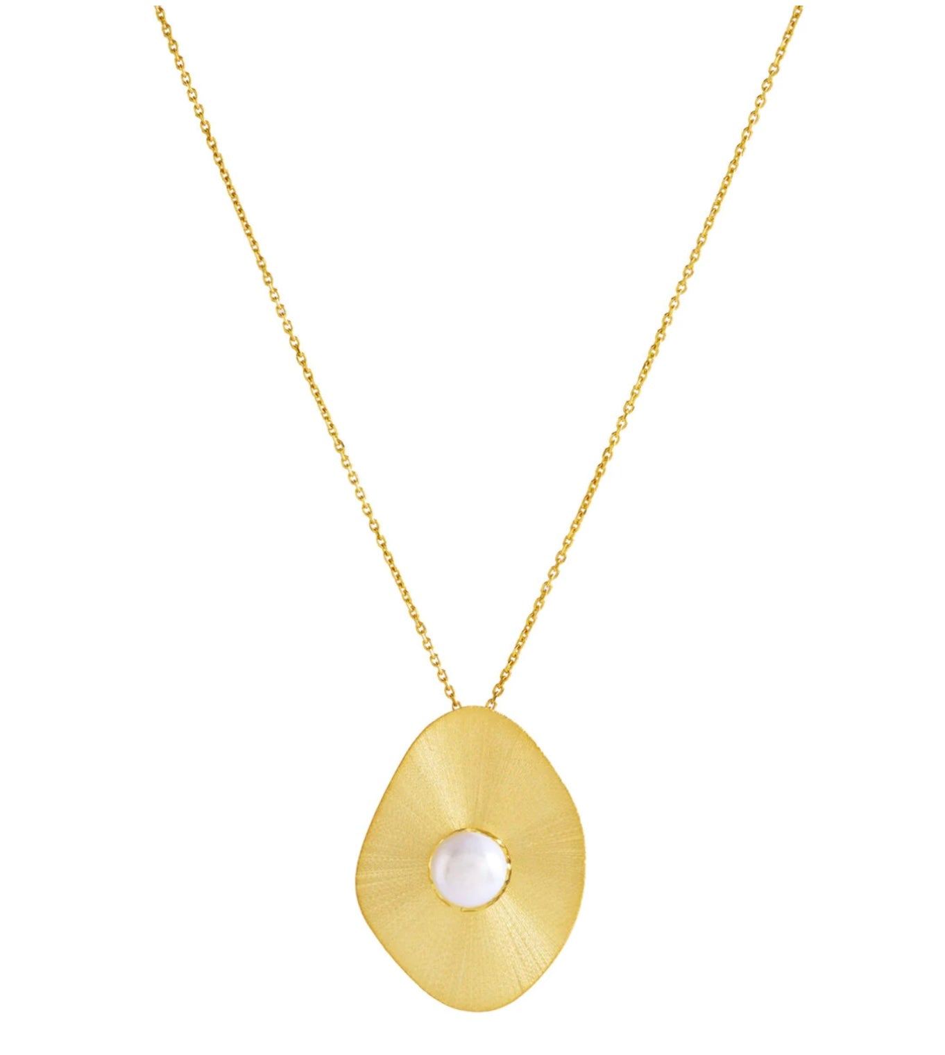 Pearl and Plate Necklace Gold