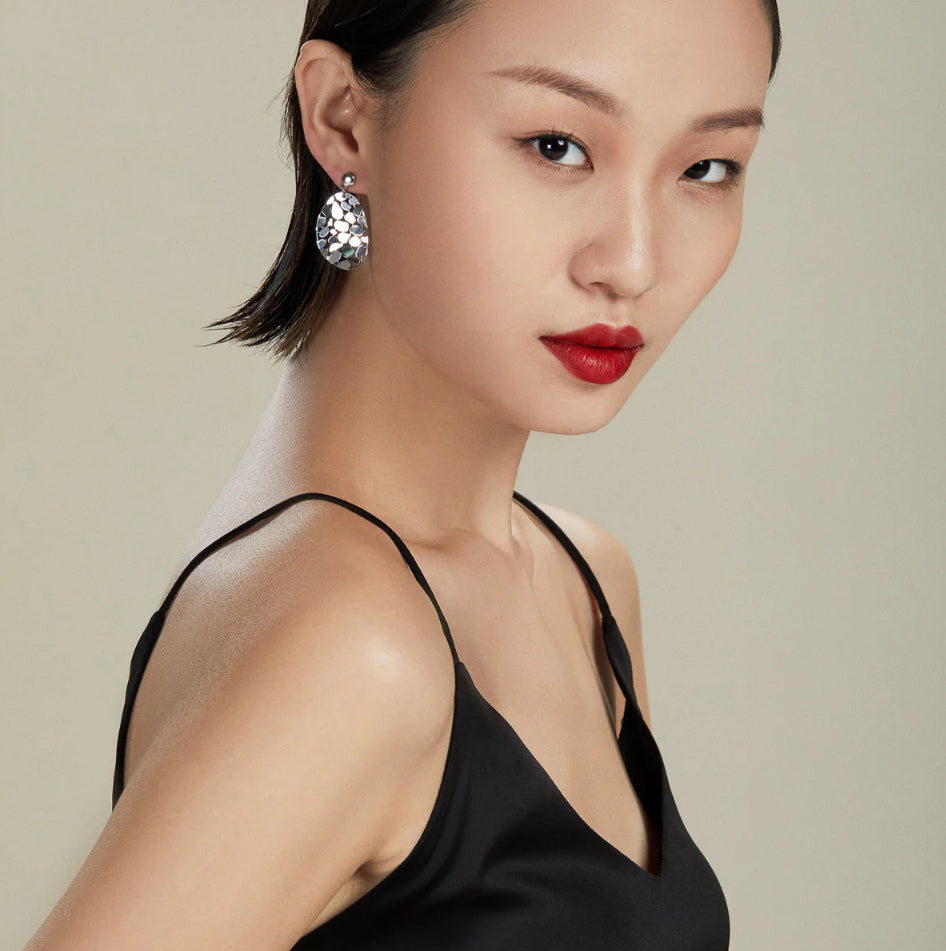 Round Motif Earrings Silver