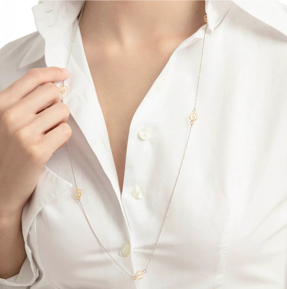 Long Chain Necklace Silver & Gold