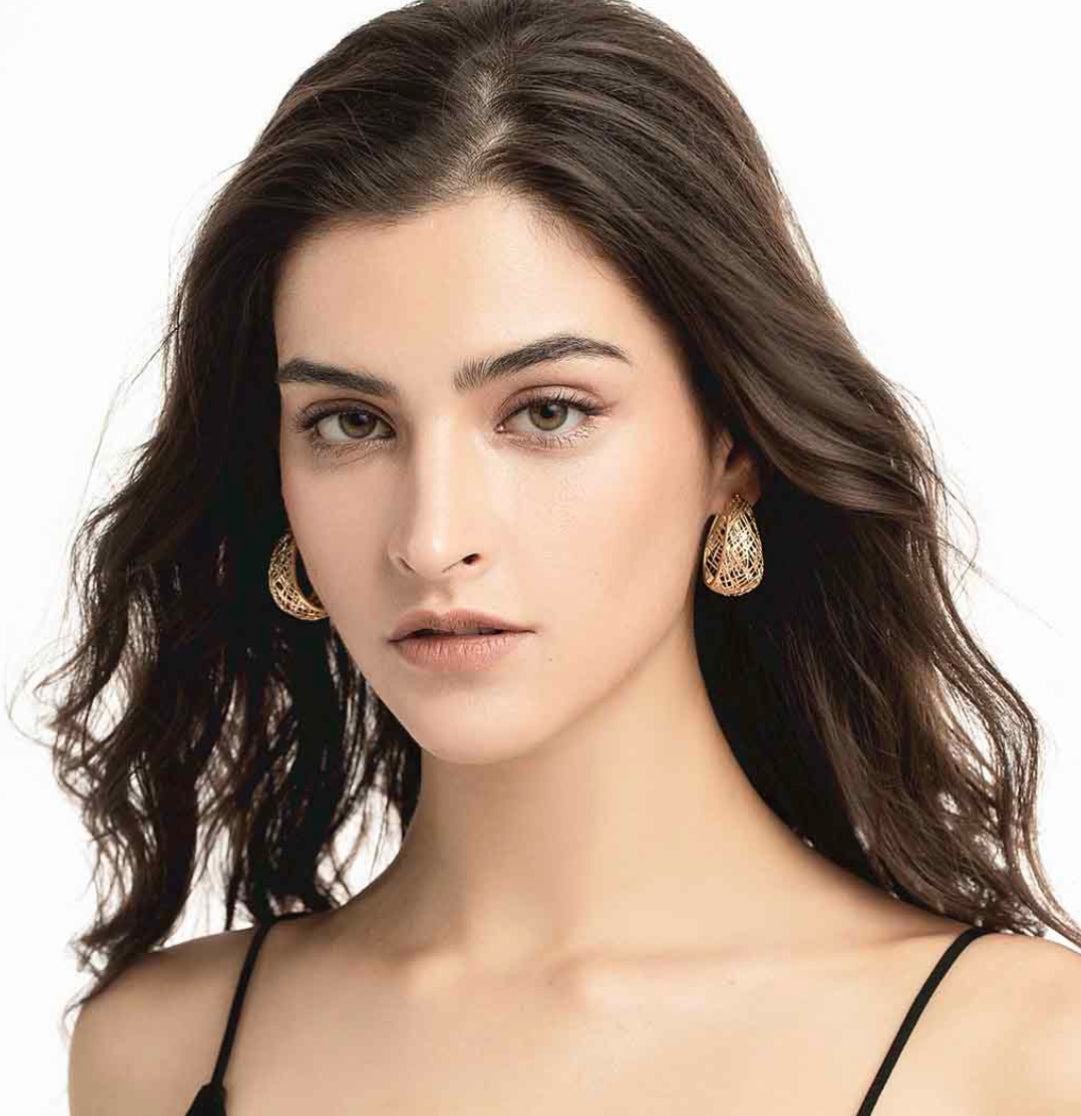 Wide Hoop Earrings Gold