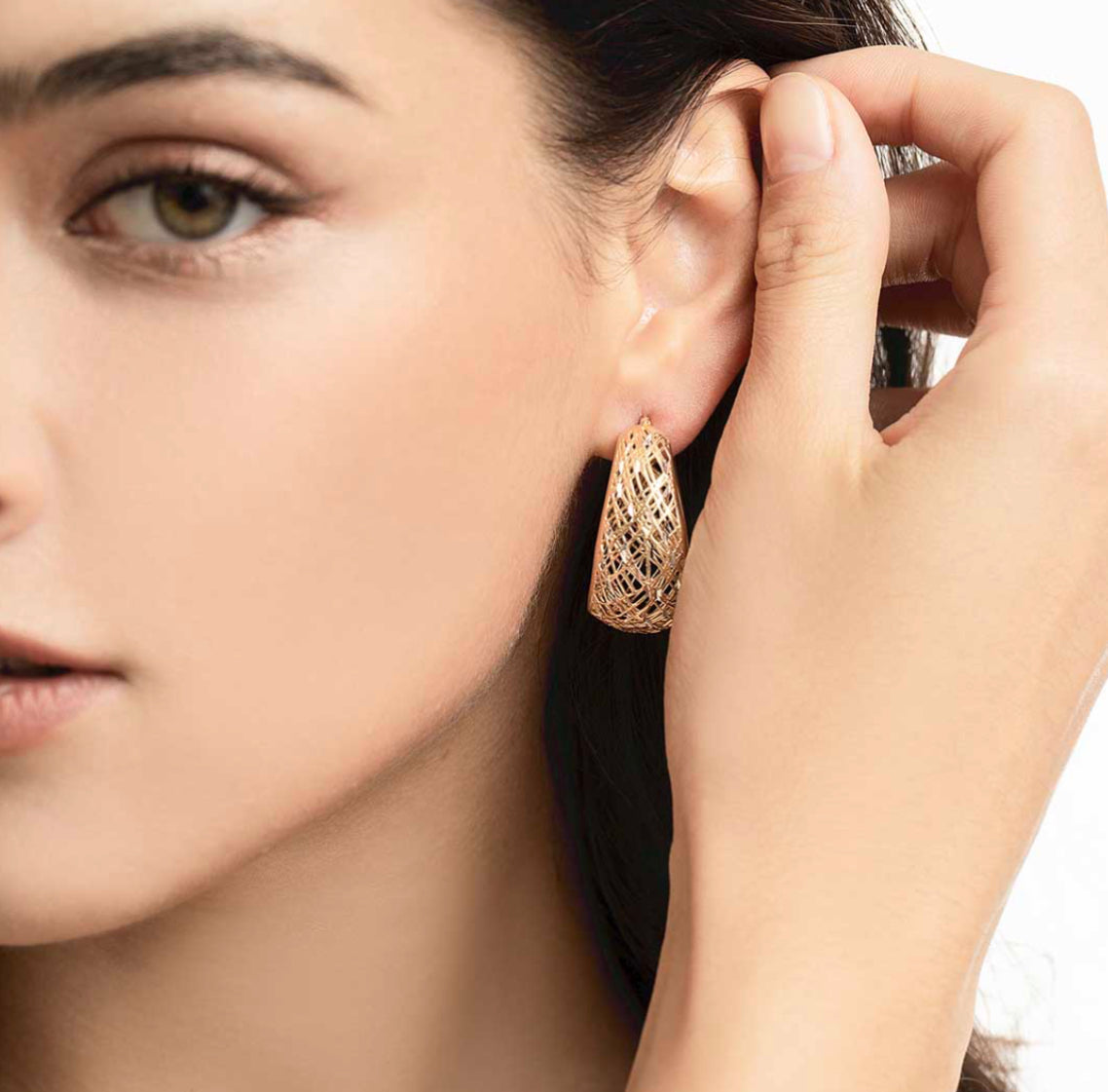 Wide Hoop Earrings Gold