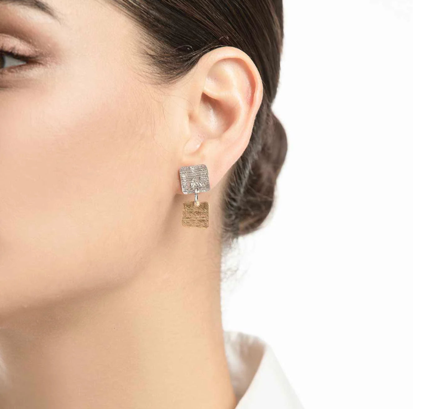 Square Earrings Silver & Gold