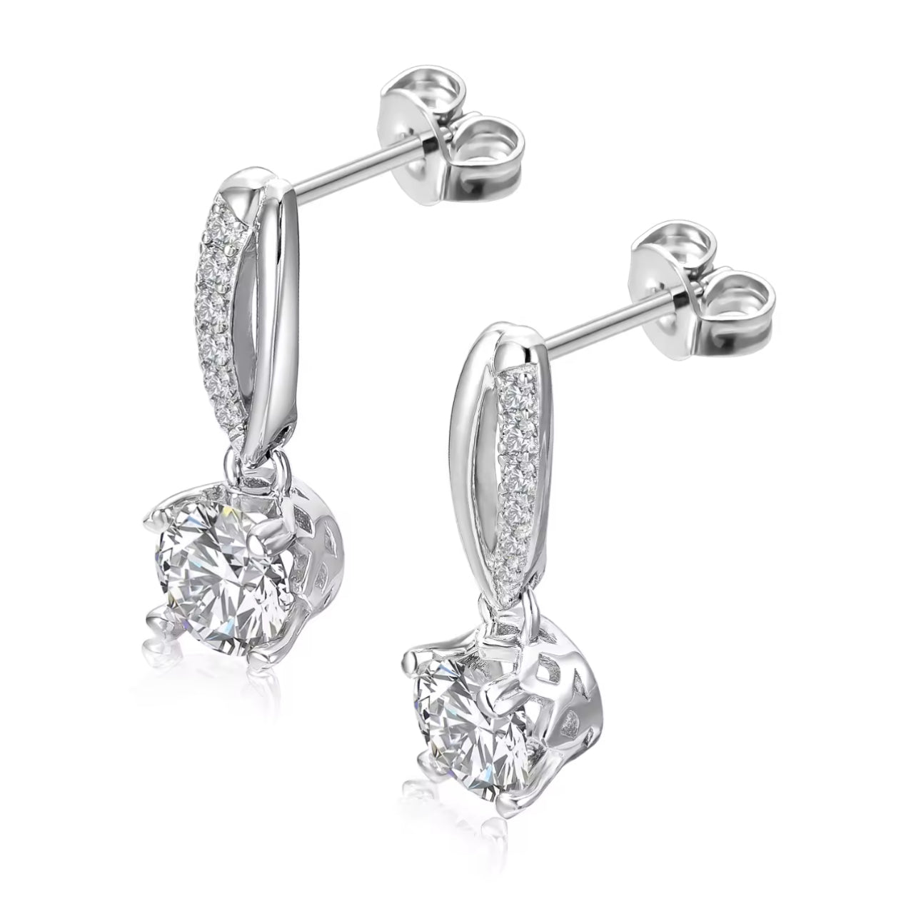Moissanite earrings in a variety of colors