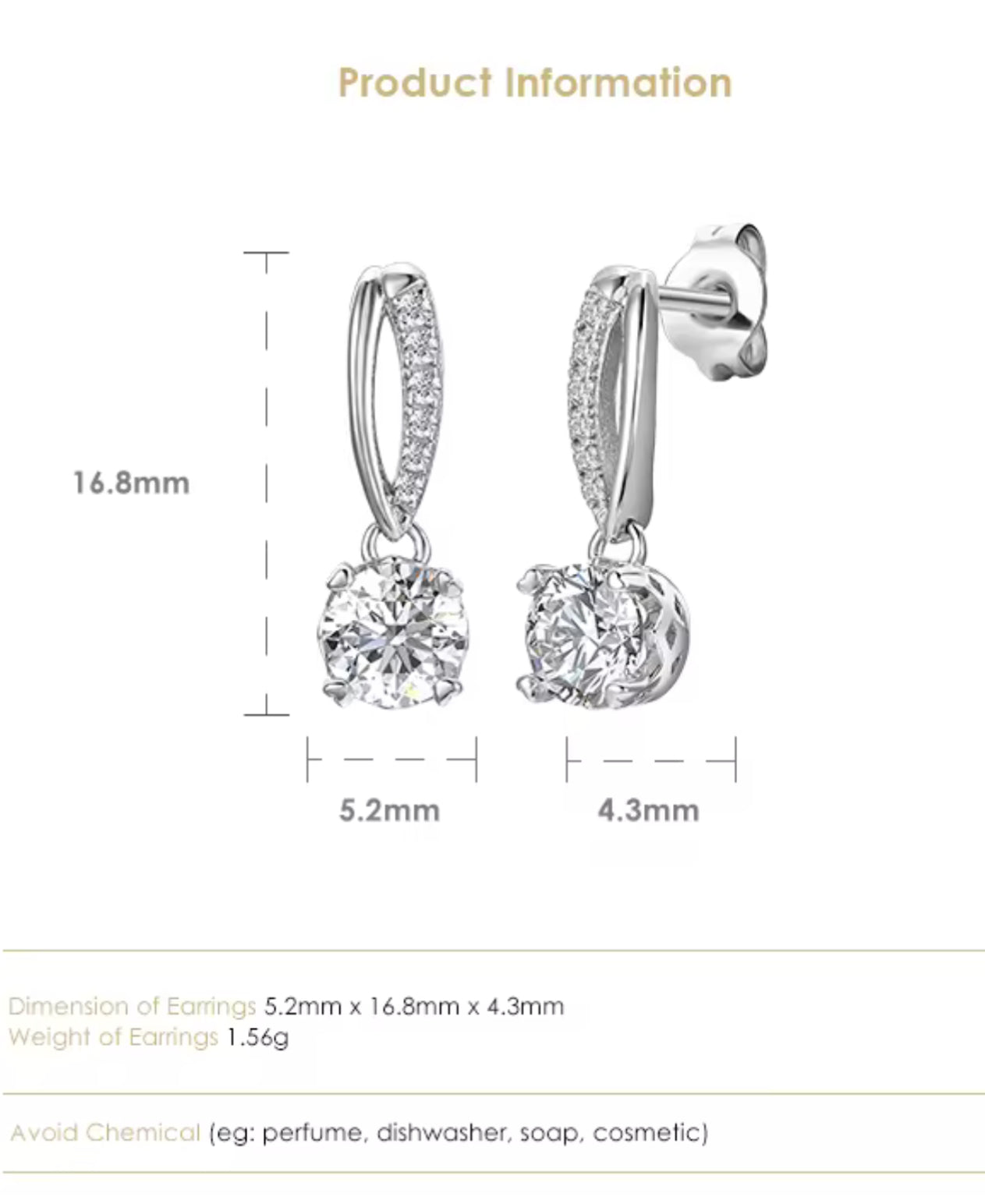Moissanite earrings in a variety of colors