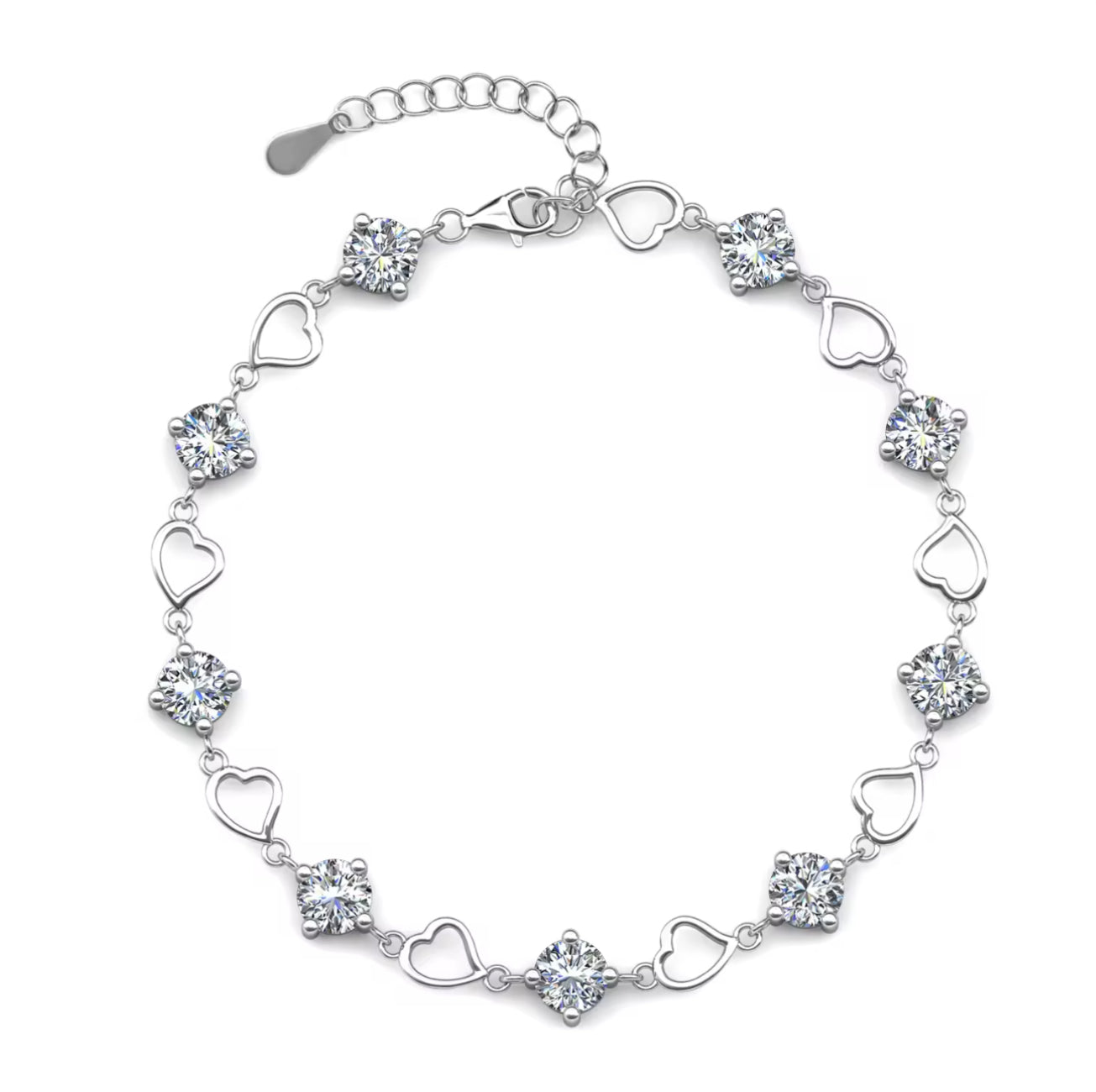 Heart motif bracelet in a variety of colors