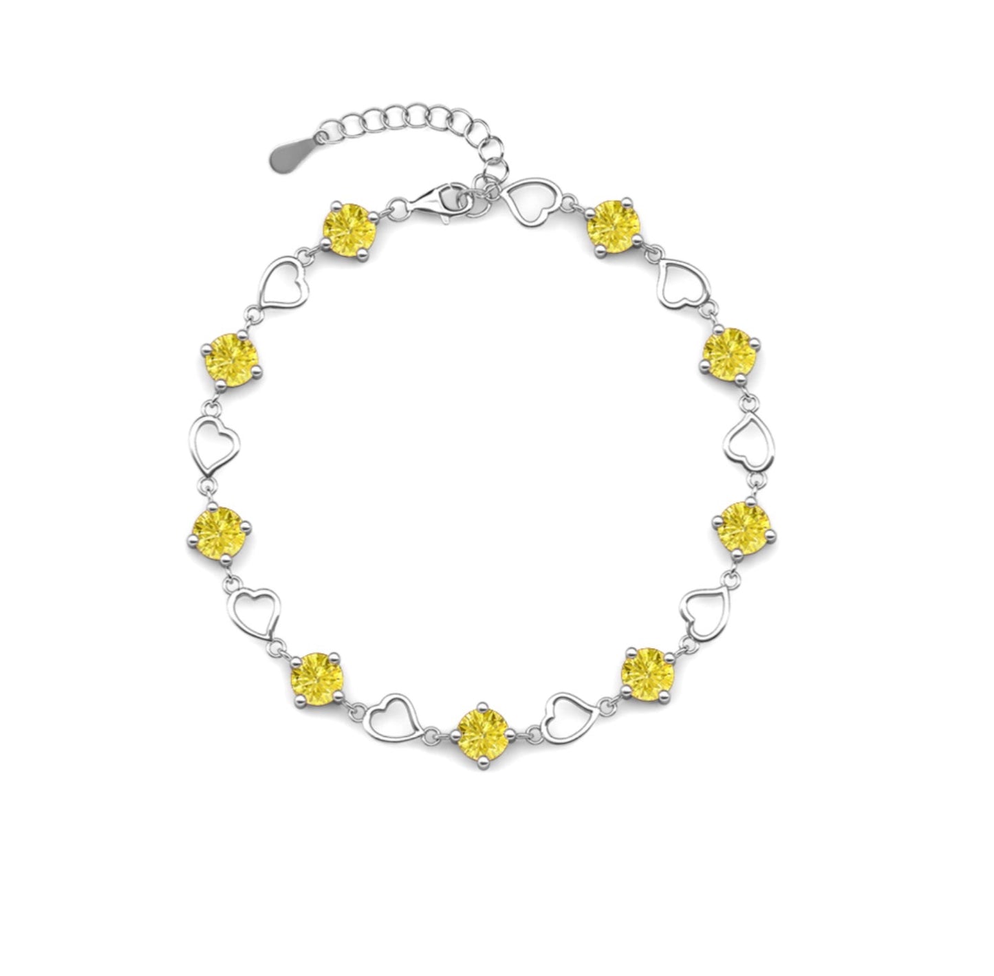 Heart motif bracelet in a variety of colors