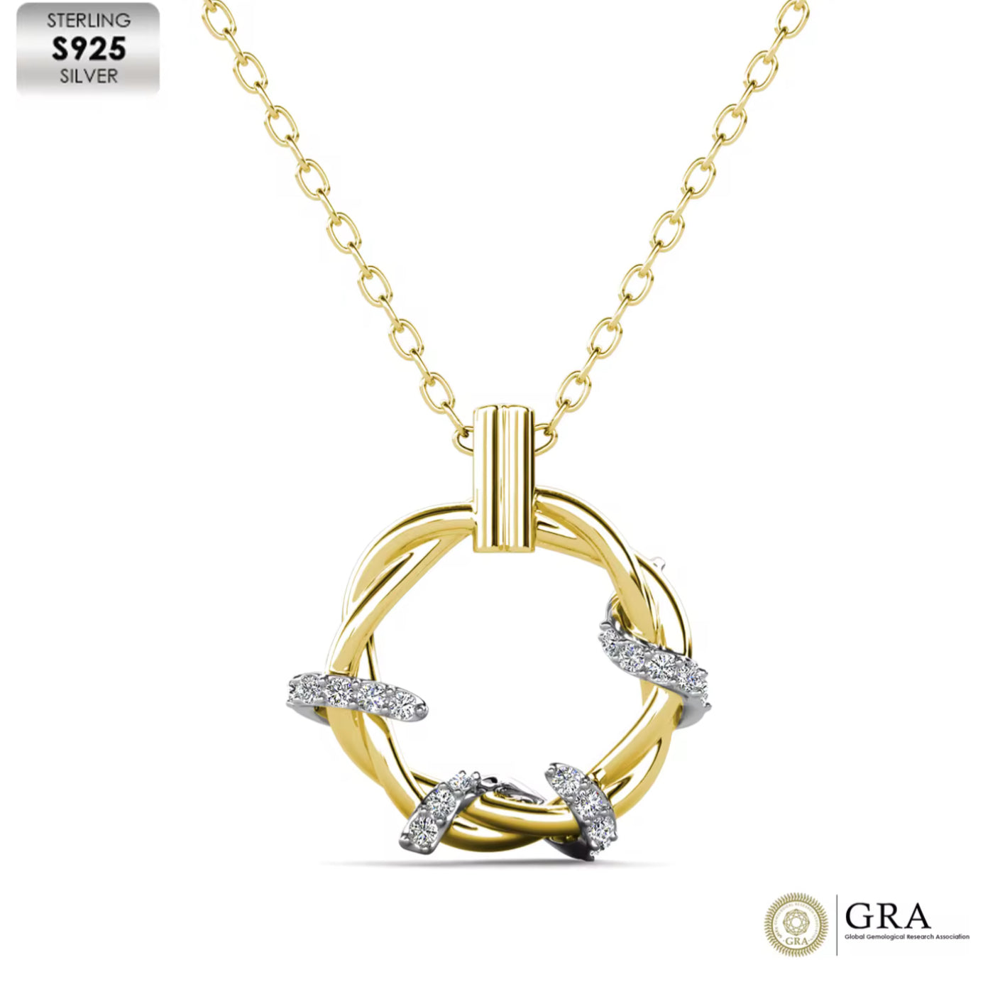 Two Tone Twisted Circle Necklace