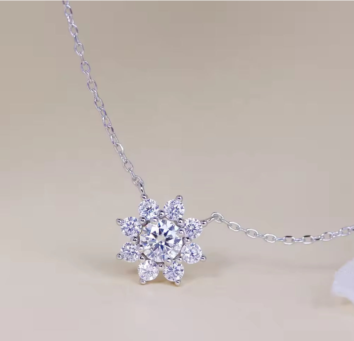 Moissanite Flower Necklace in Choice of Colors