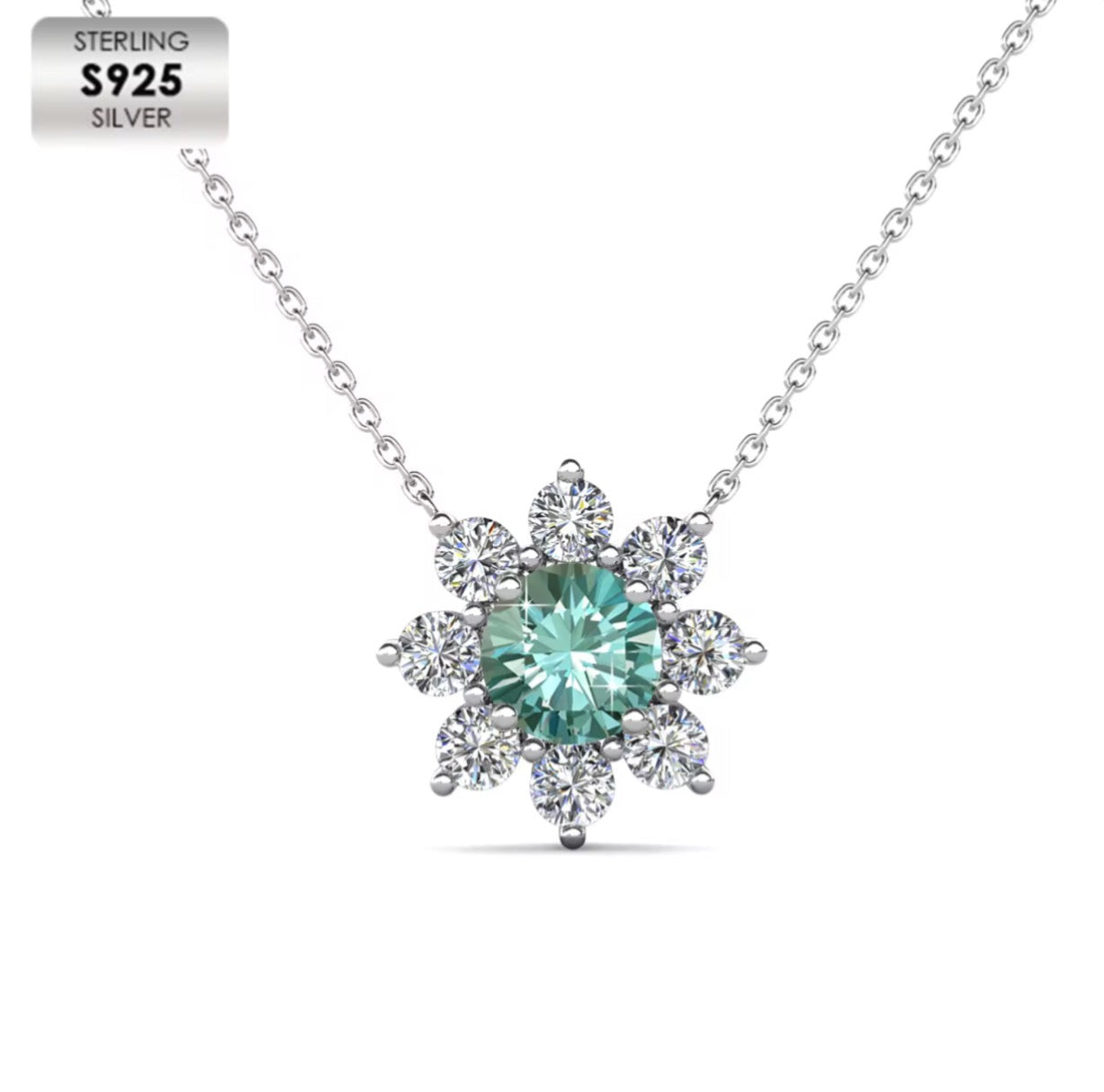 Moissanite Flower Necklace in Choice of Colors