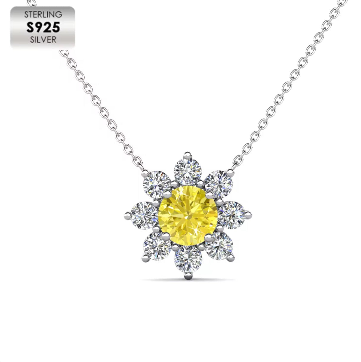 Moissanite Flower Necklace in Choice of Colors