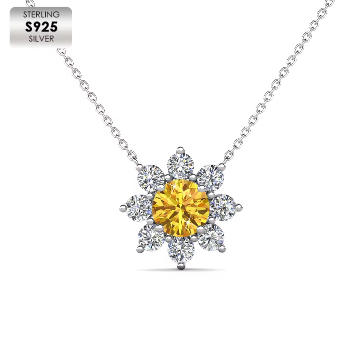 Moissanite Flower Necklace in Choice of Colors