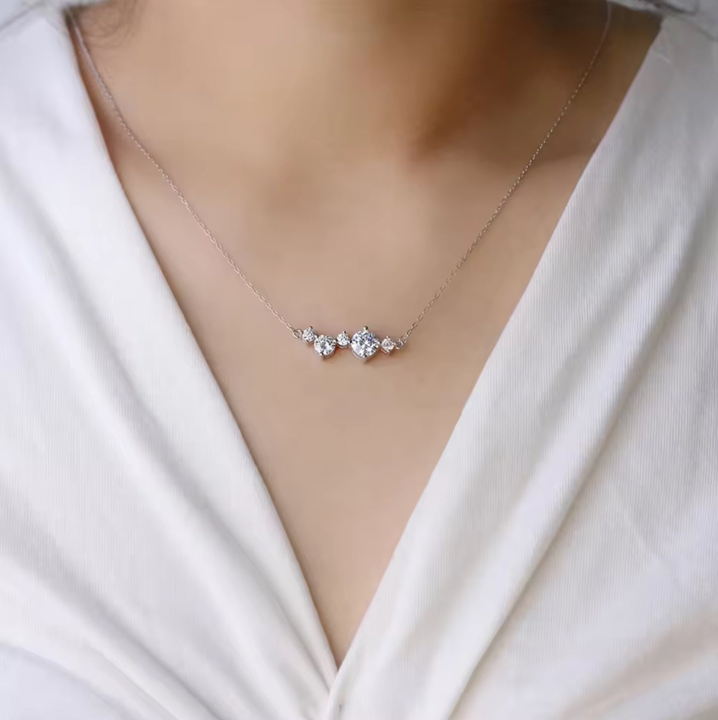 Moissanite 5-strand necklace