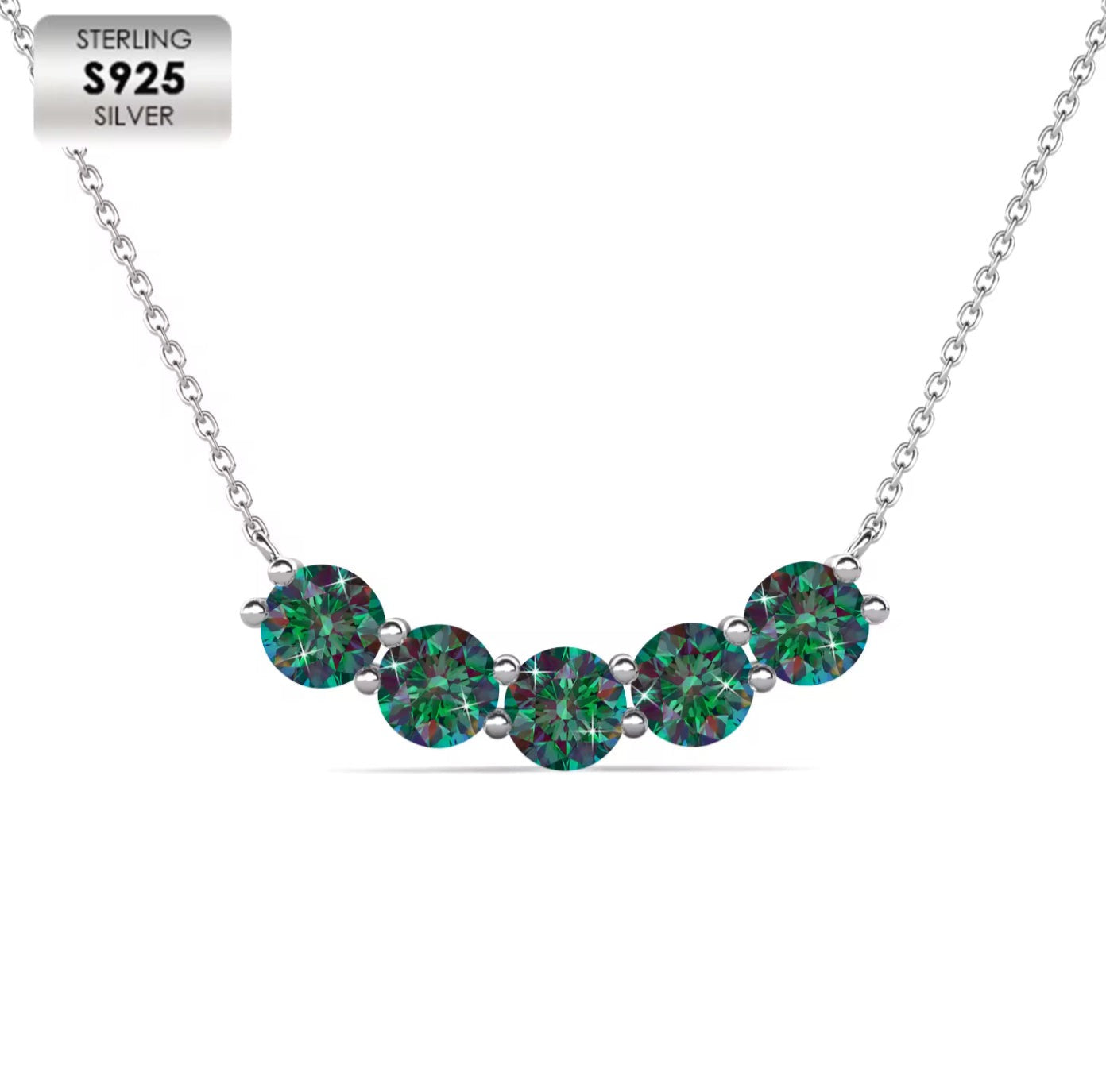 Five-row stone necklace