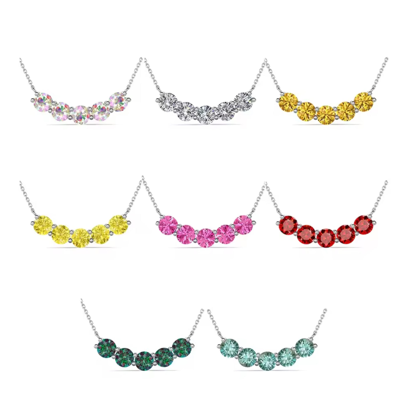 Five-row stone necklace