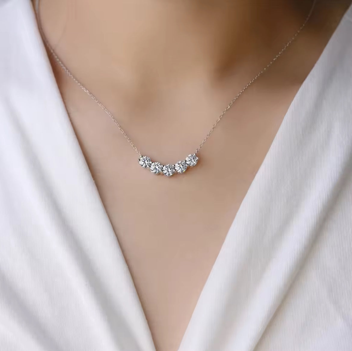 Five-row stone necklace