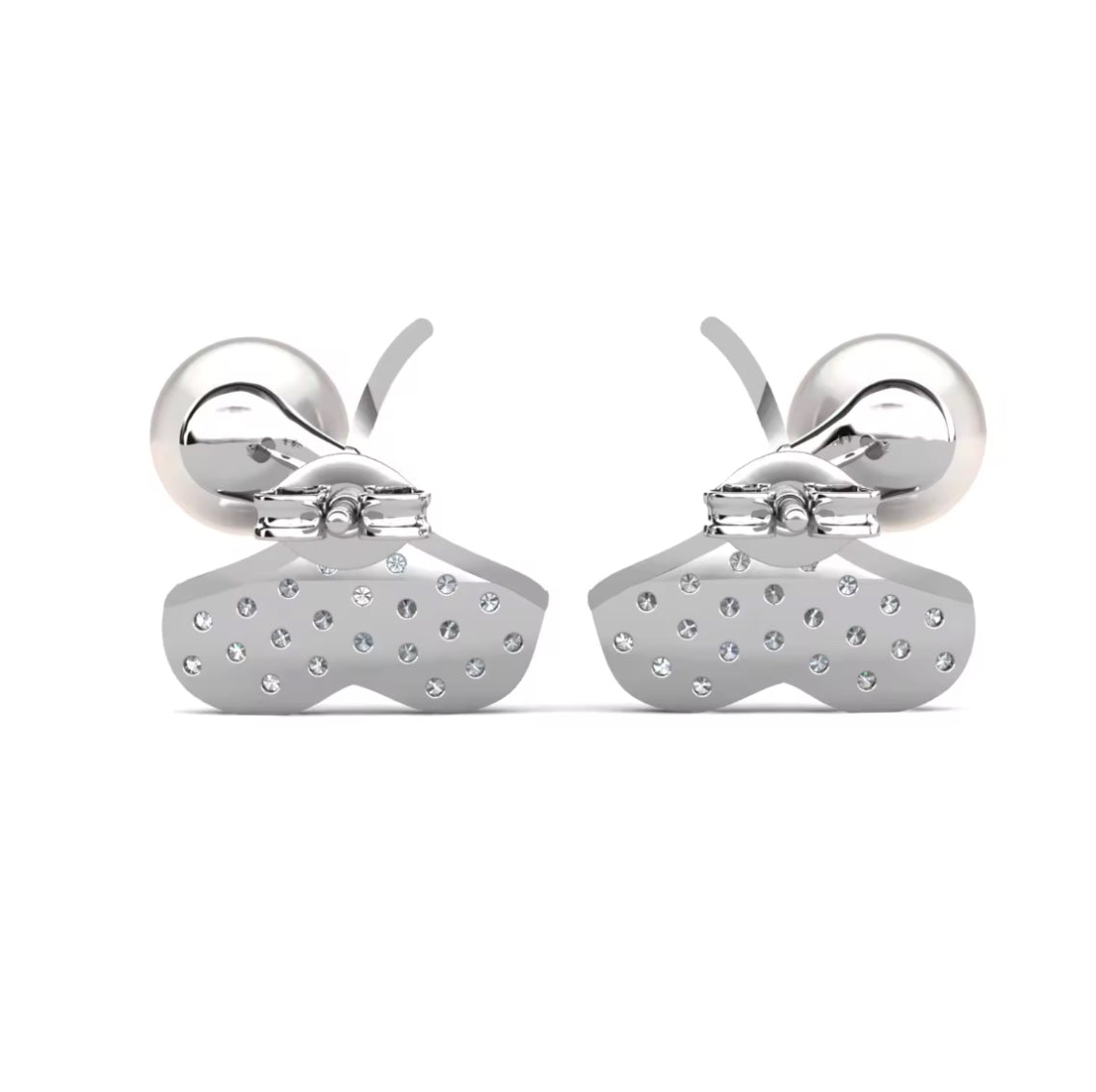 Leaf motif pearl earrings