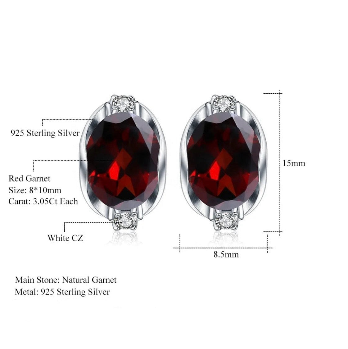 Garnet Oval Earrings