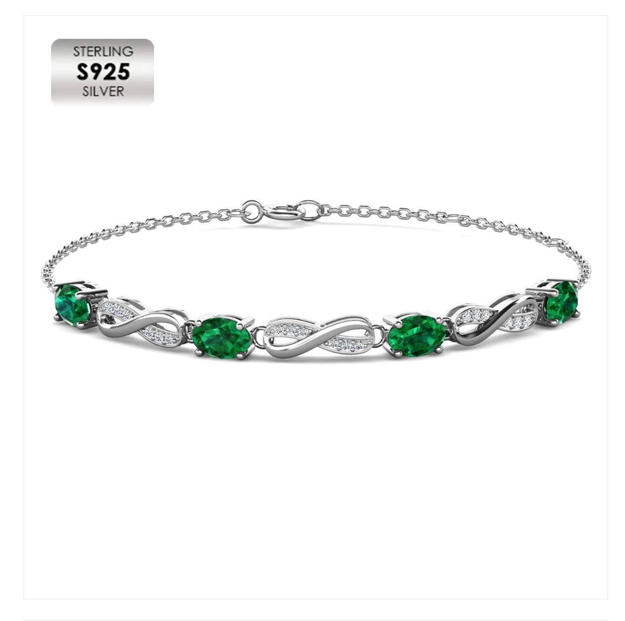 Emerald infinity motif bracelet