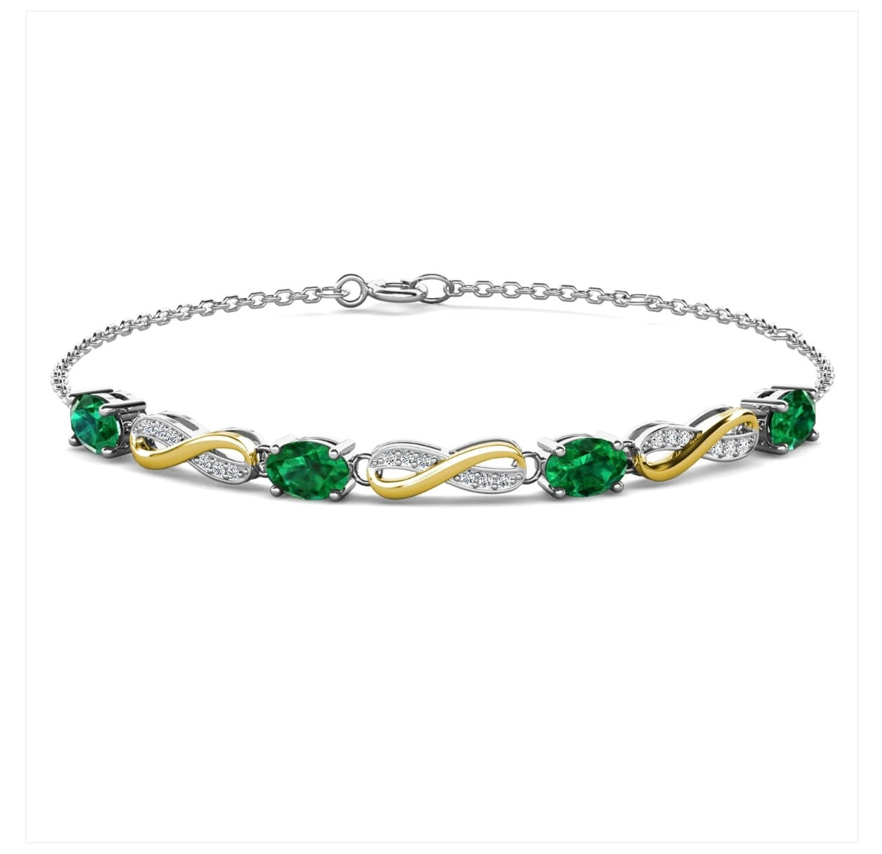 Emerald infinity motif bracelet