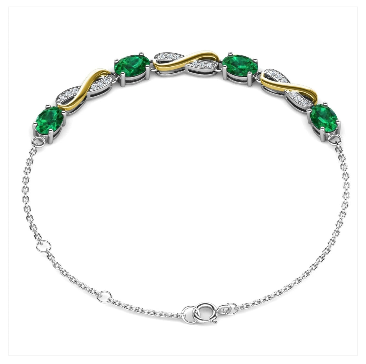 Emerald infinity motif bracelet