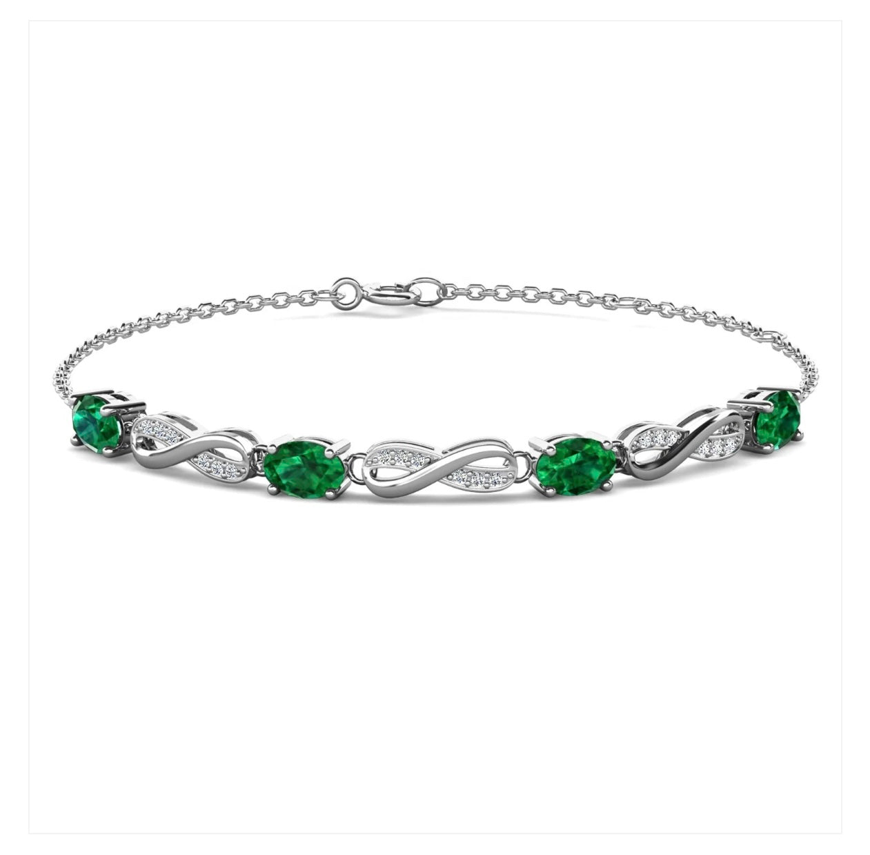 Emerald infinity motif bracelet