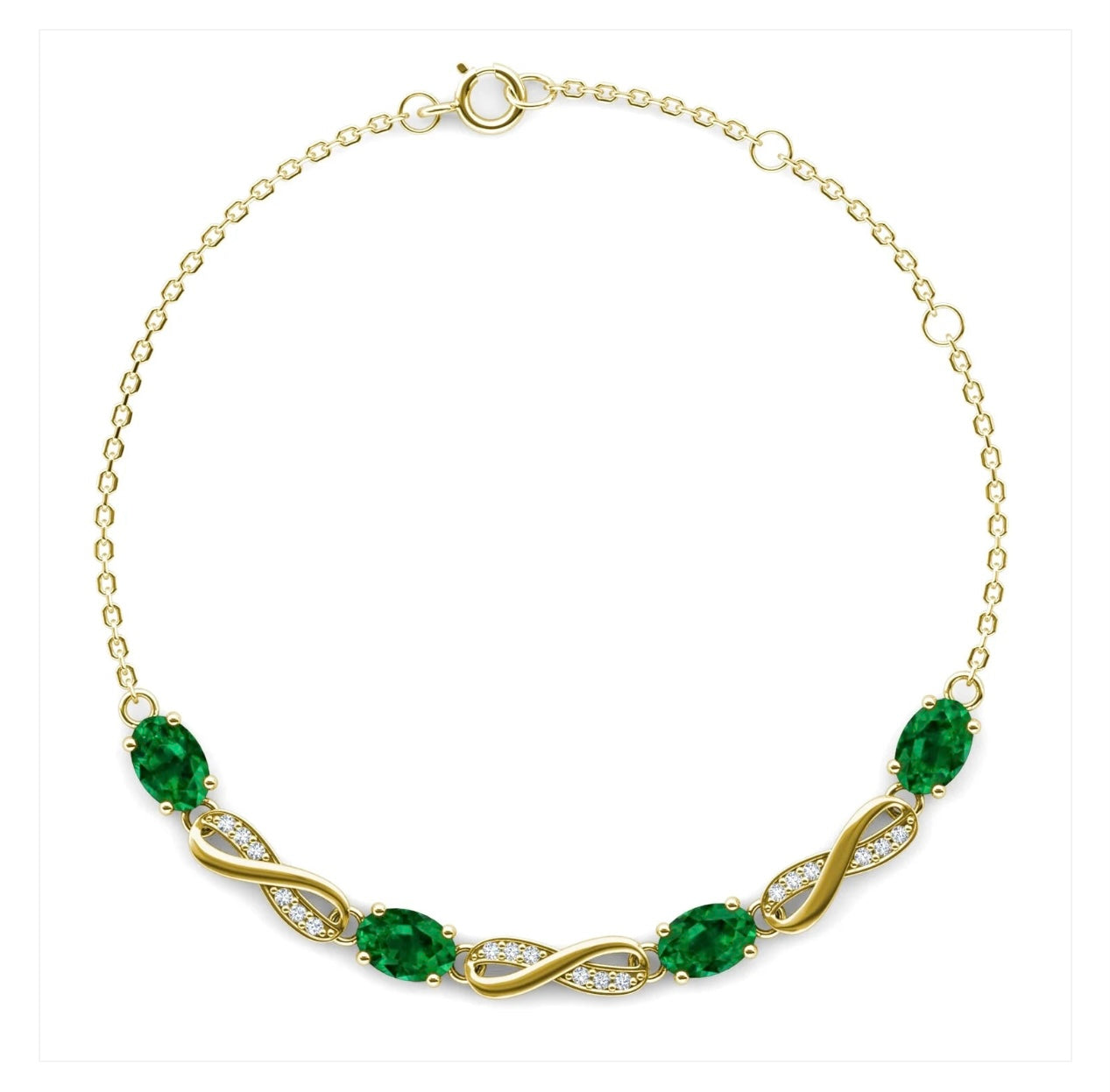 Emerald infinity motif bracelet