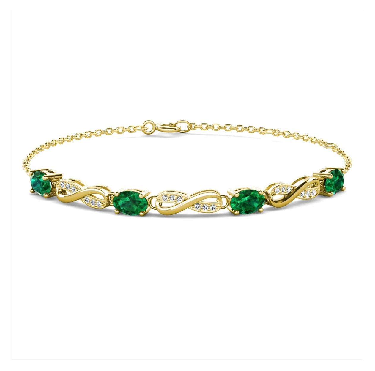 Emerald infinity motif bracelet