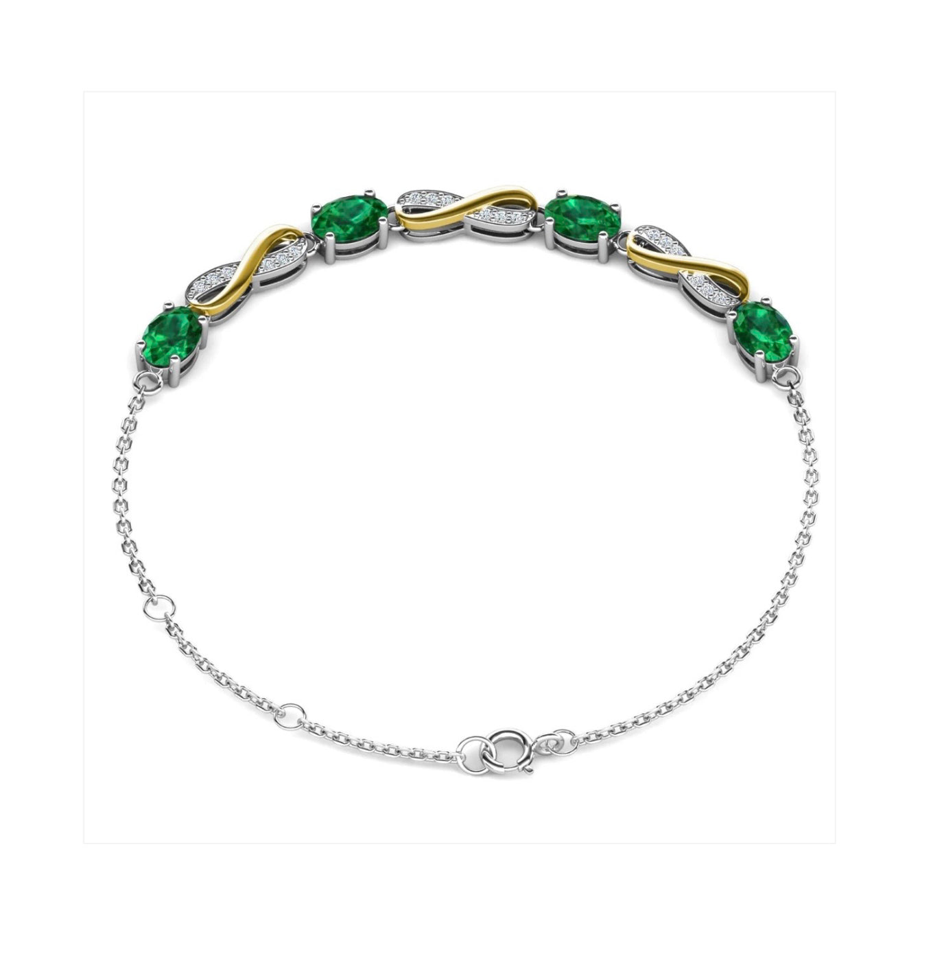 Emerald infinity motif bracelet