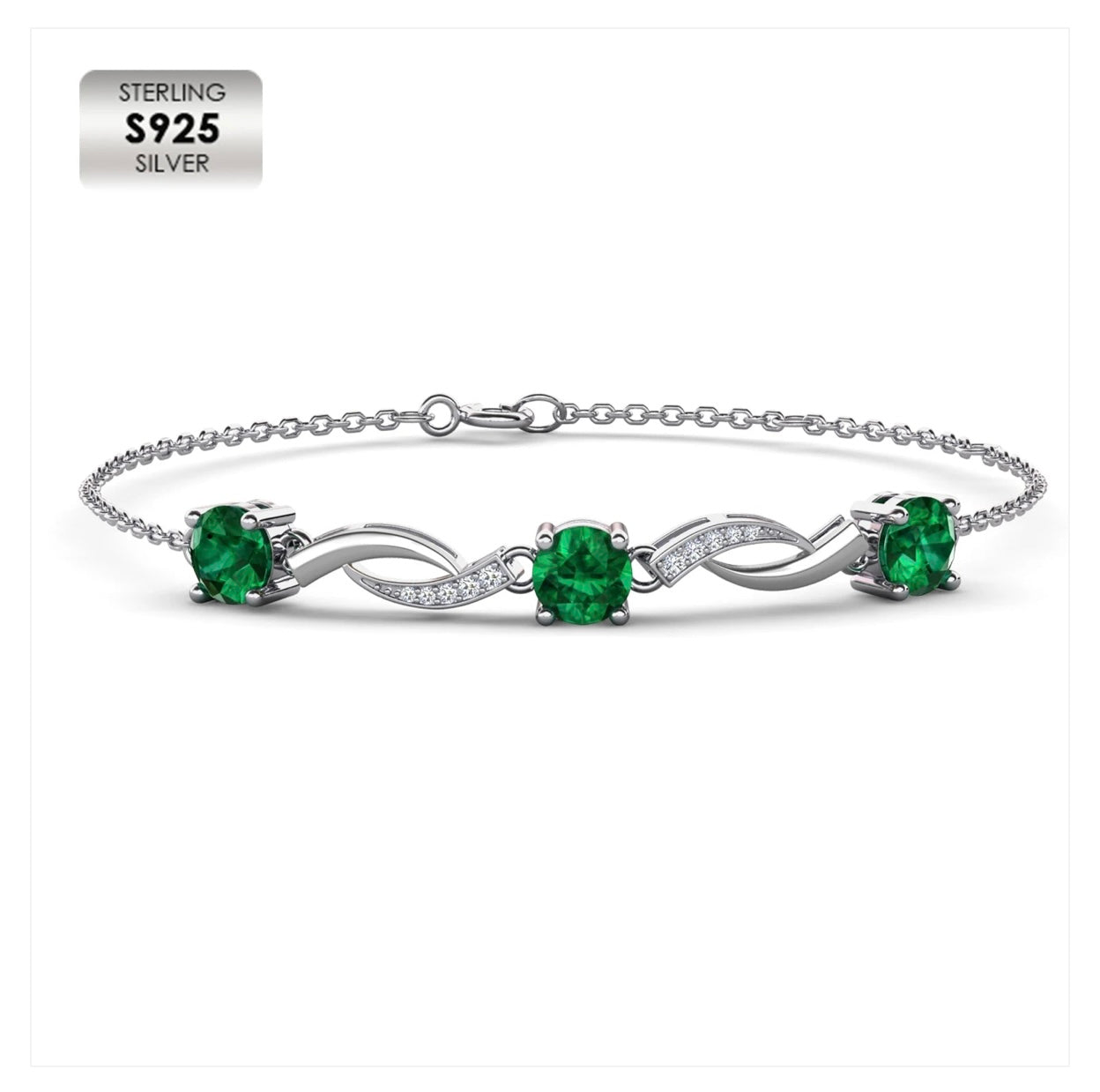 Emerald Twisted Design Bracelet