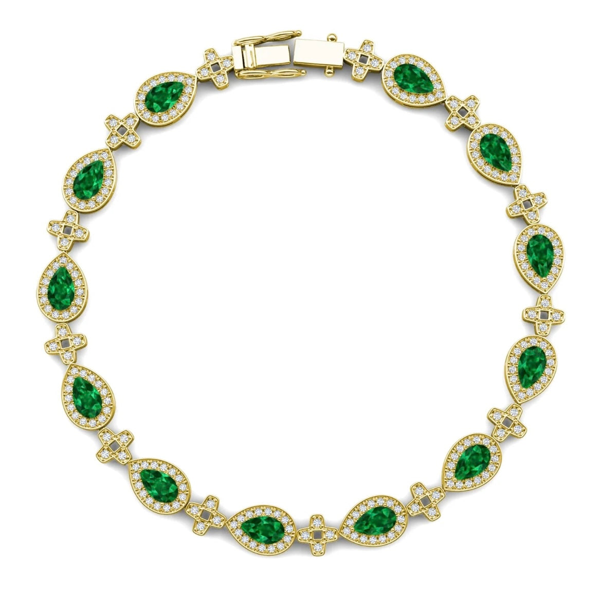Emerald Cross Motif Tennis Bracelet