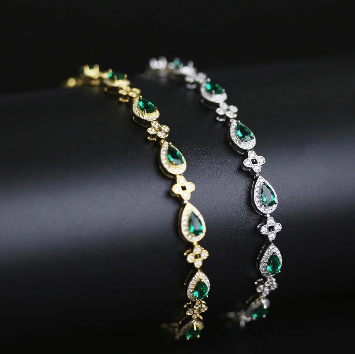 Emerald Cross Motif Tennis Bracelet