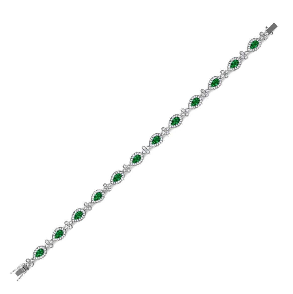 Emerald Cross Motif Tennis Bracelet