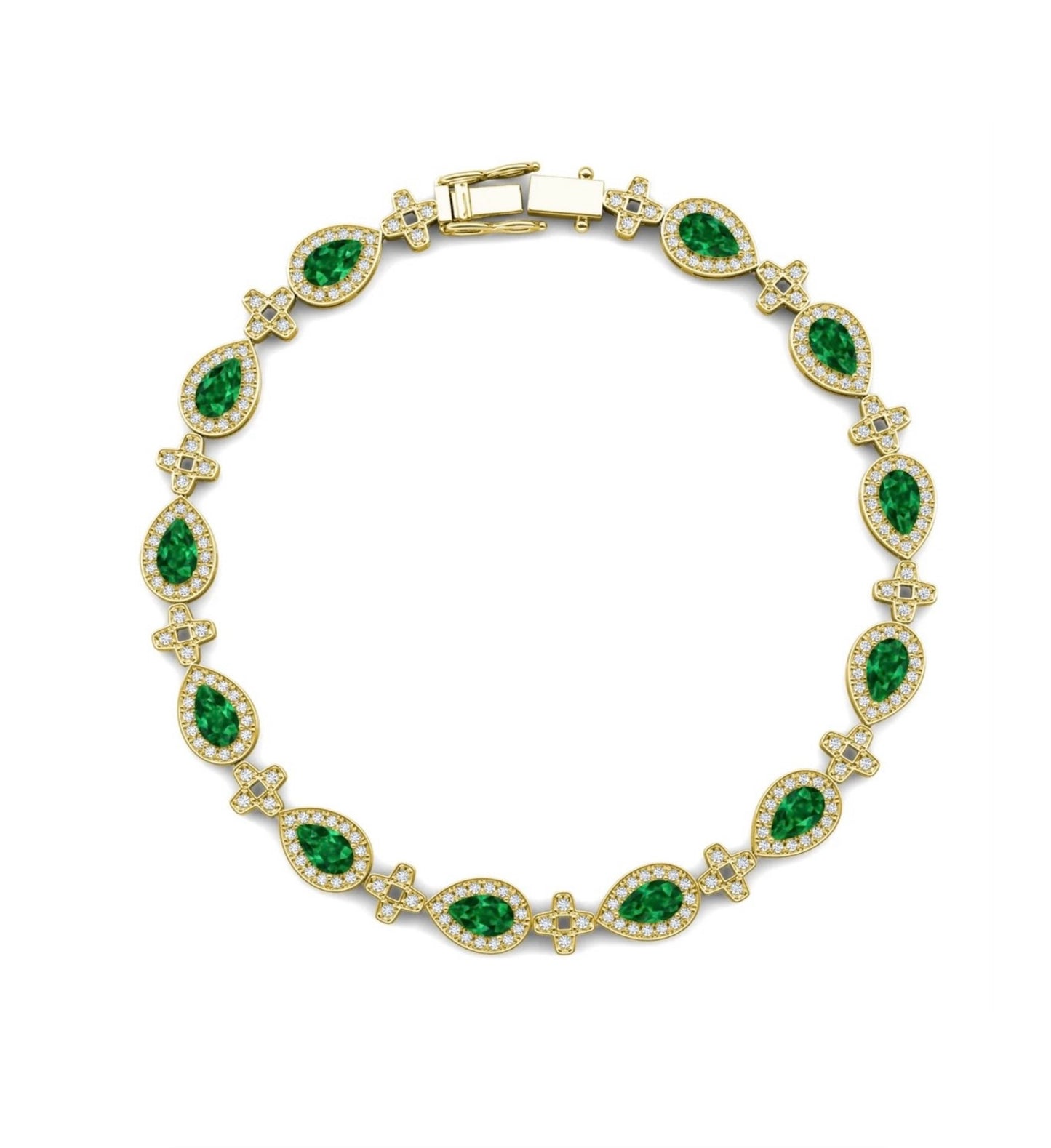 Emerald Cross Motif Tennis Bracelet