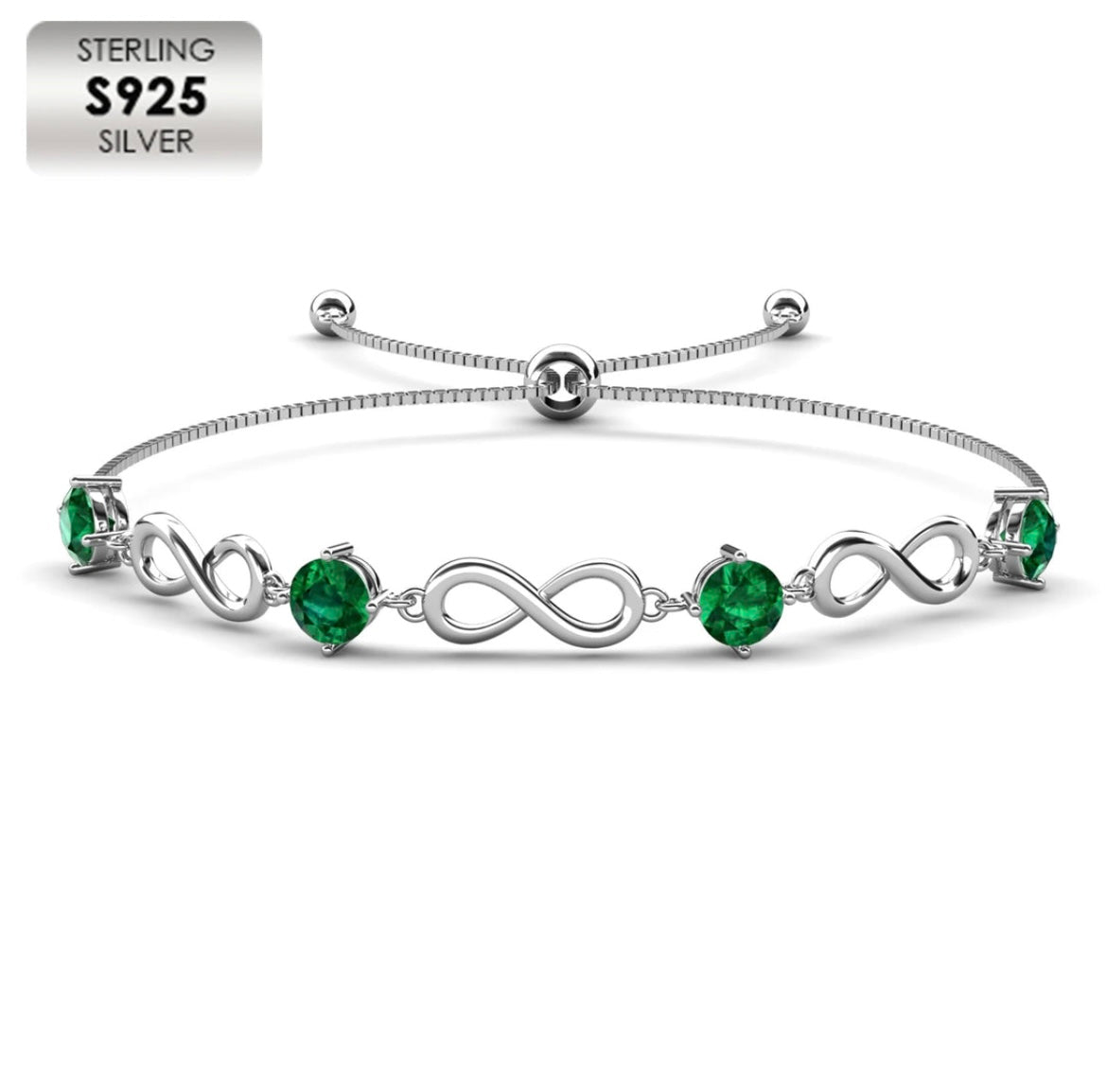 Emerald infinity motif bracelet