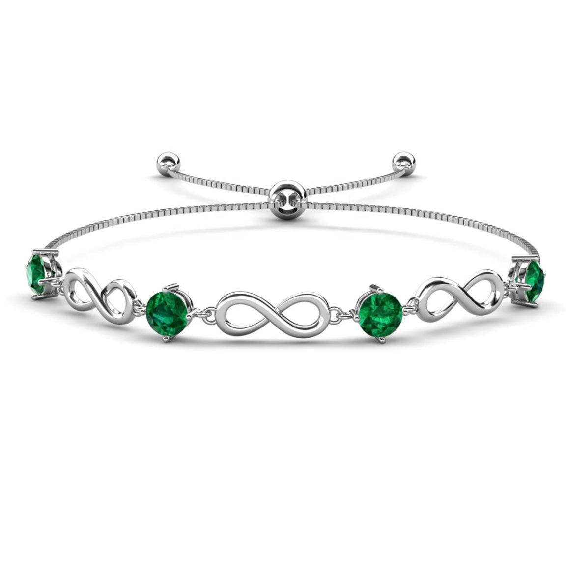 Emerald infinity motif bracelet