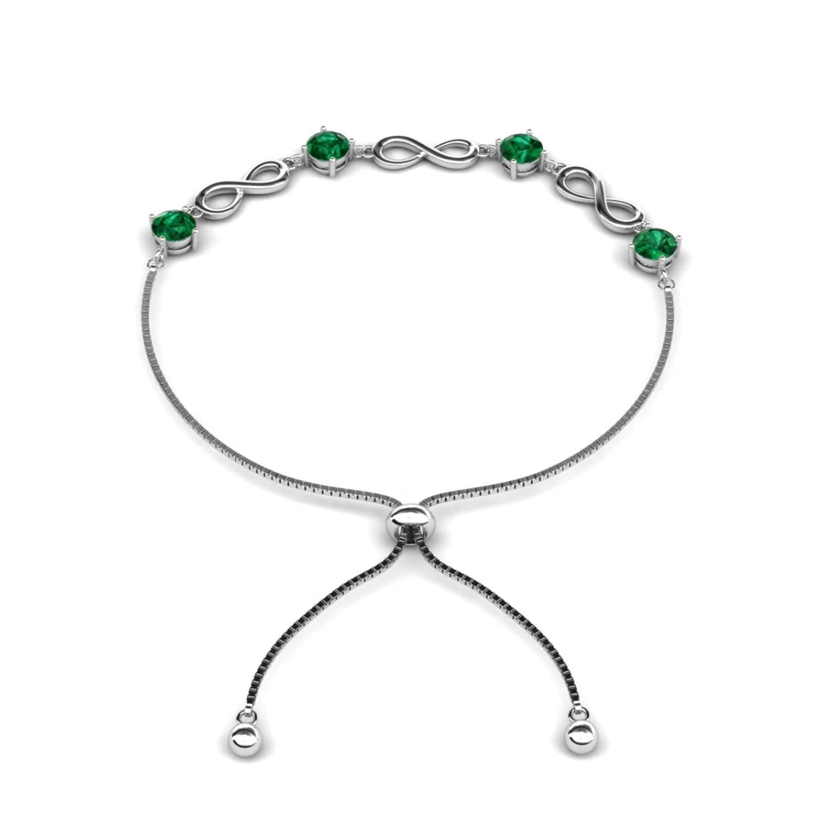 Emerald infinity motif bracelet