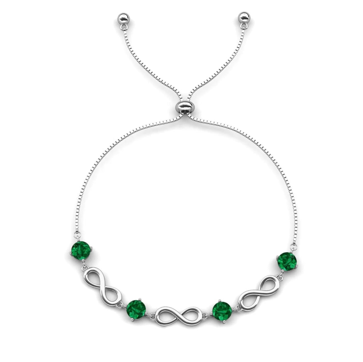 Emerald infinity motif bracelet