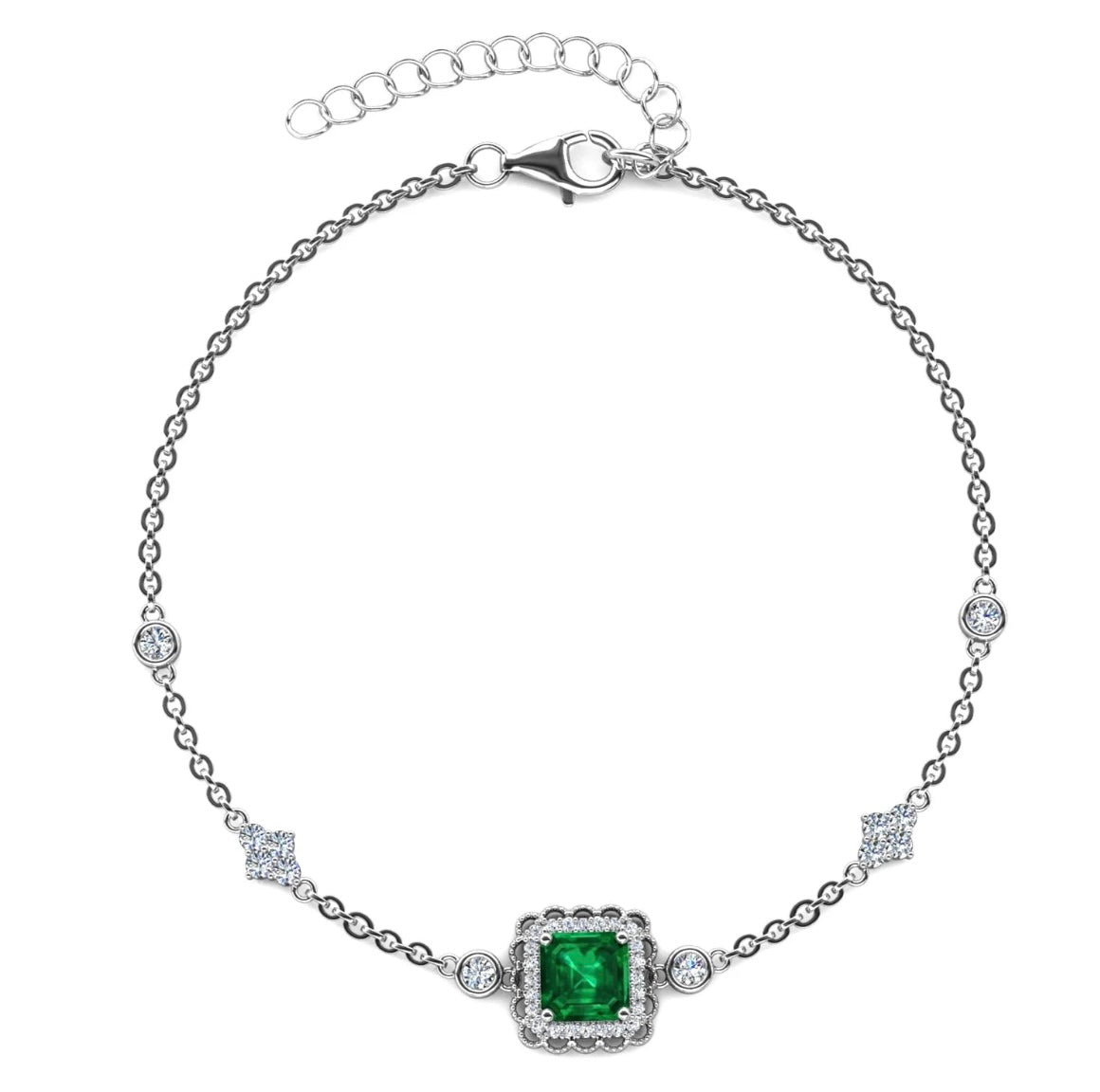 Emerald chain bracelet