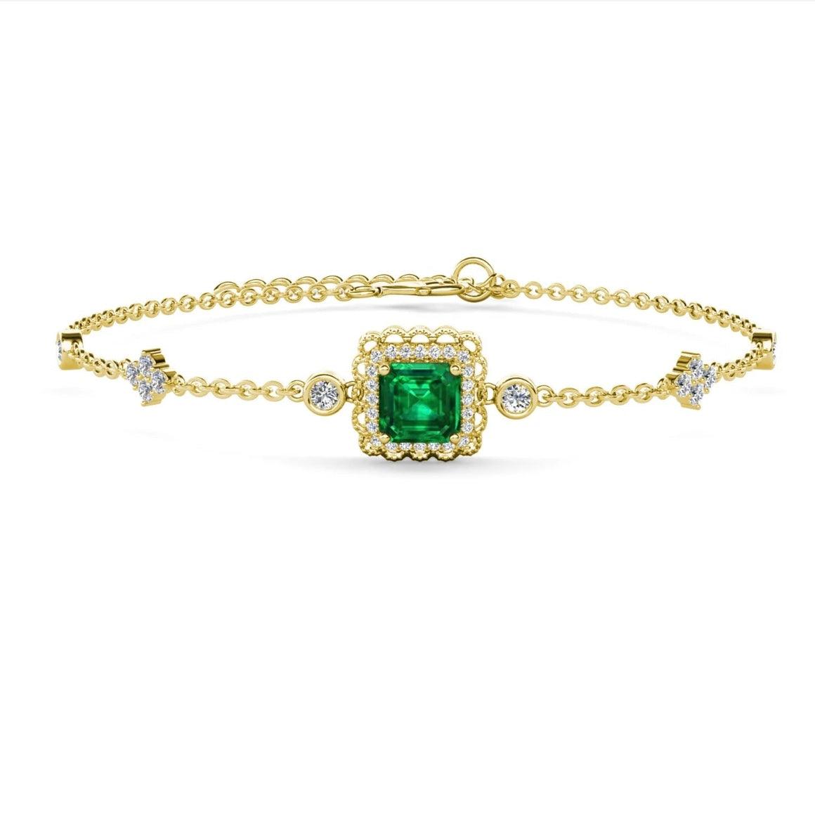 Emerald chain bracelet