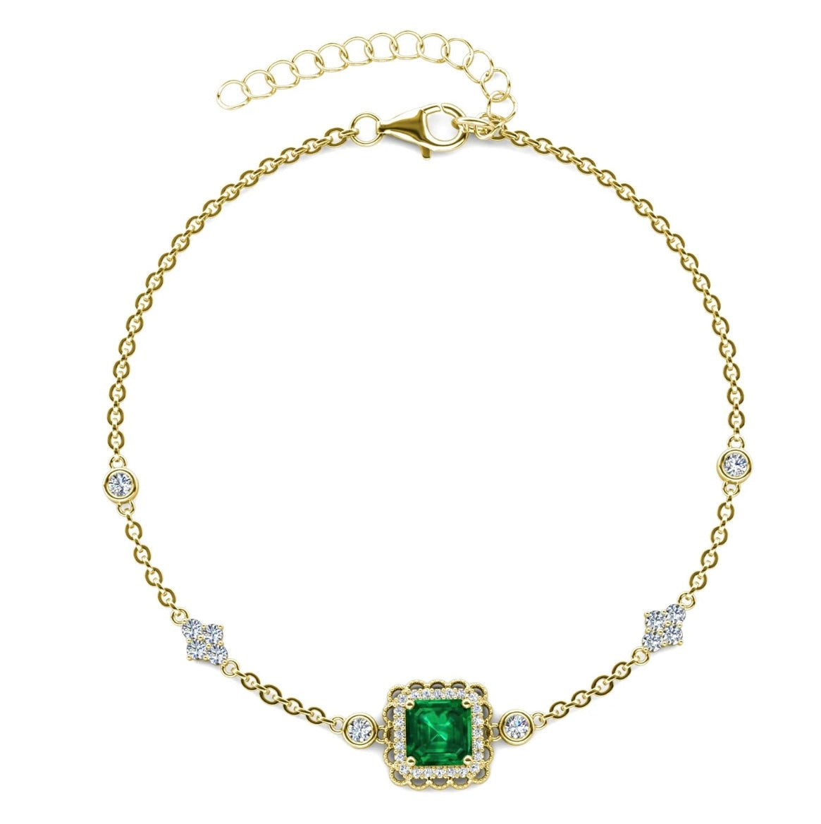 Emerald chain bracelet