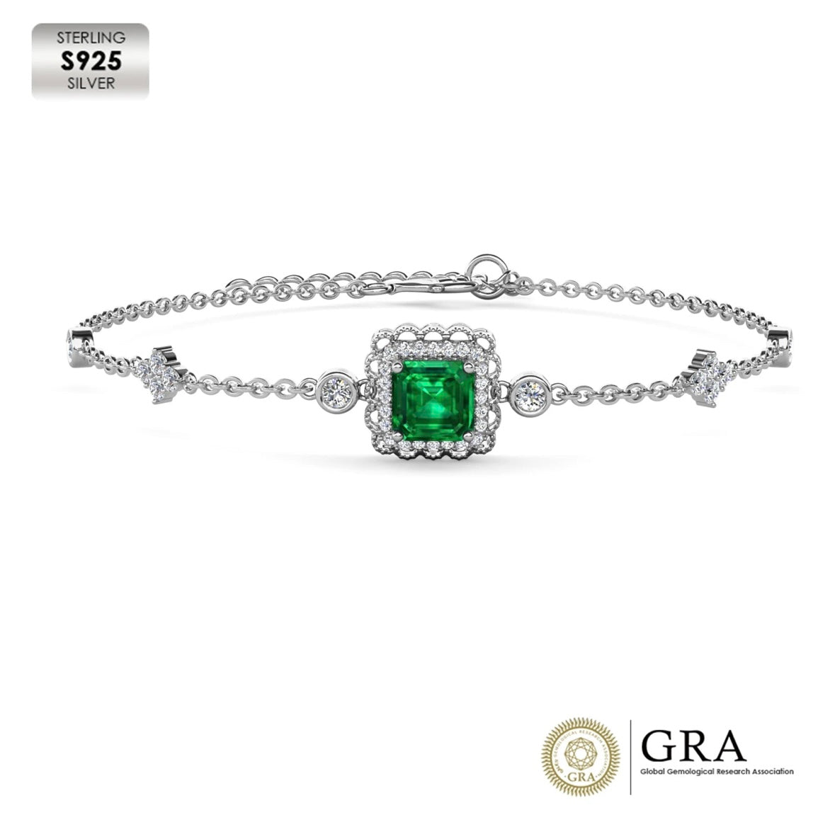 Emerald chain bracelet
