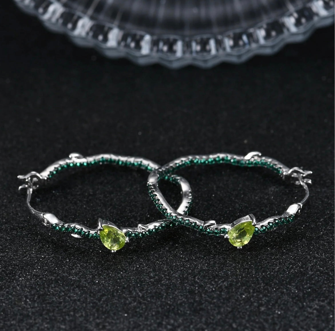 ペリドットナノエメラルドフープピアス