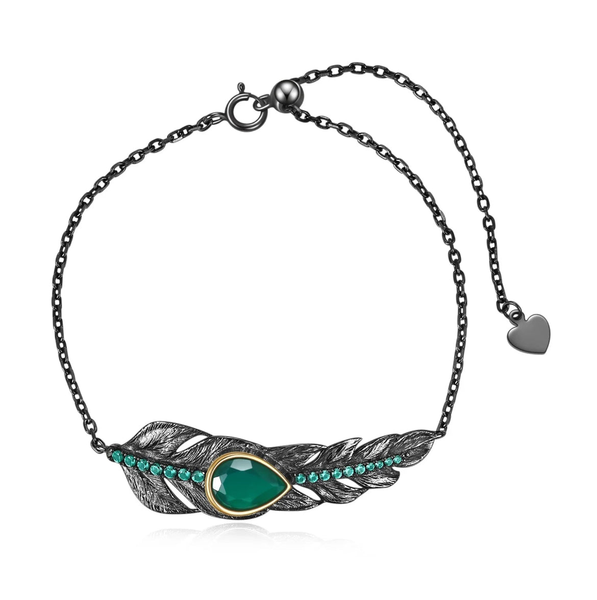 Agate stone feather motif bracelet