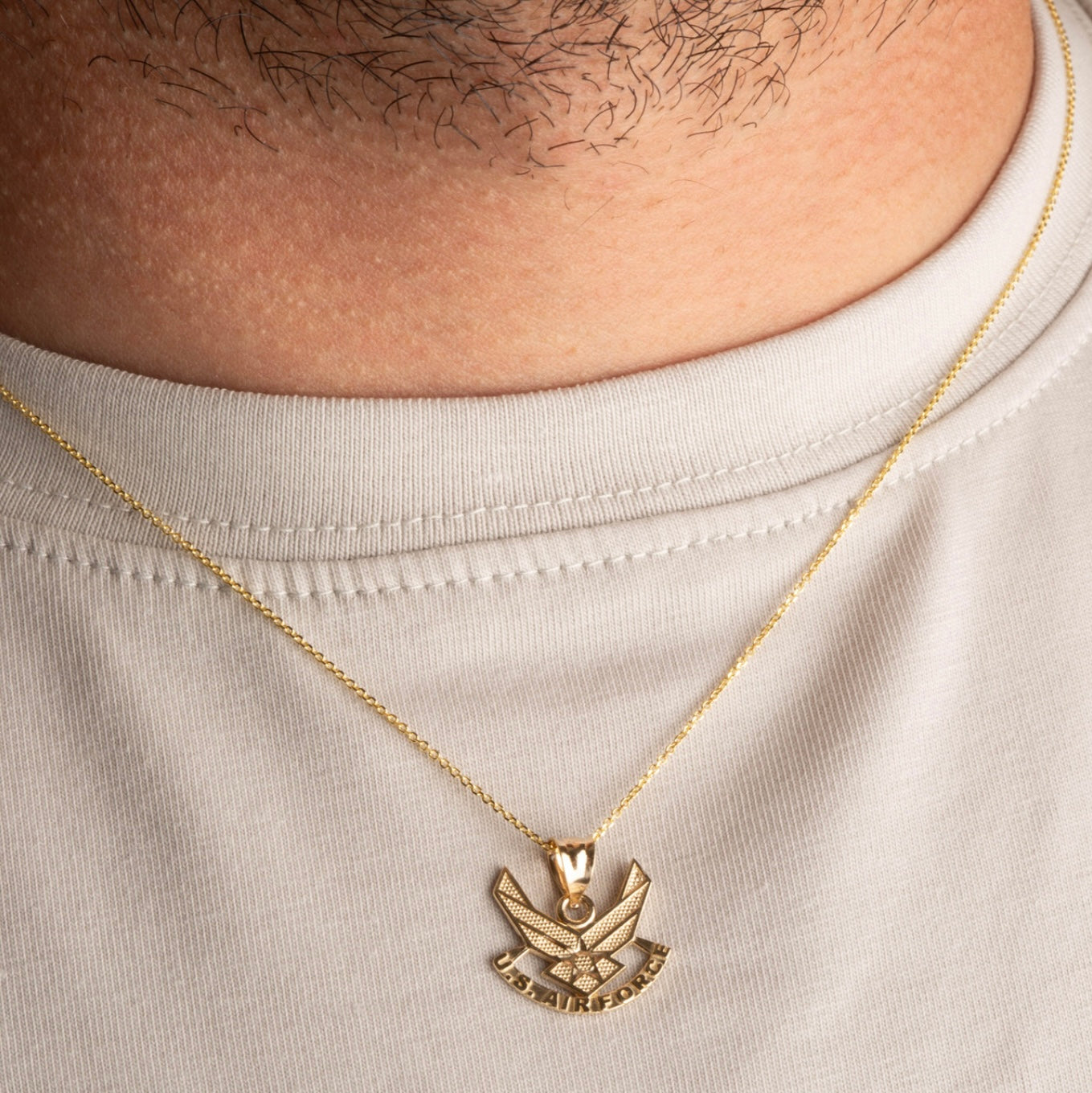 Gold United States Air Force Emblem Officially Licensed Pendant Chain