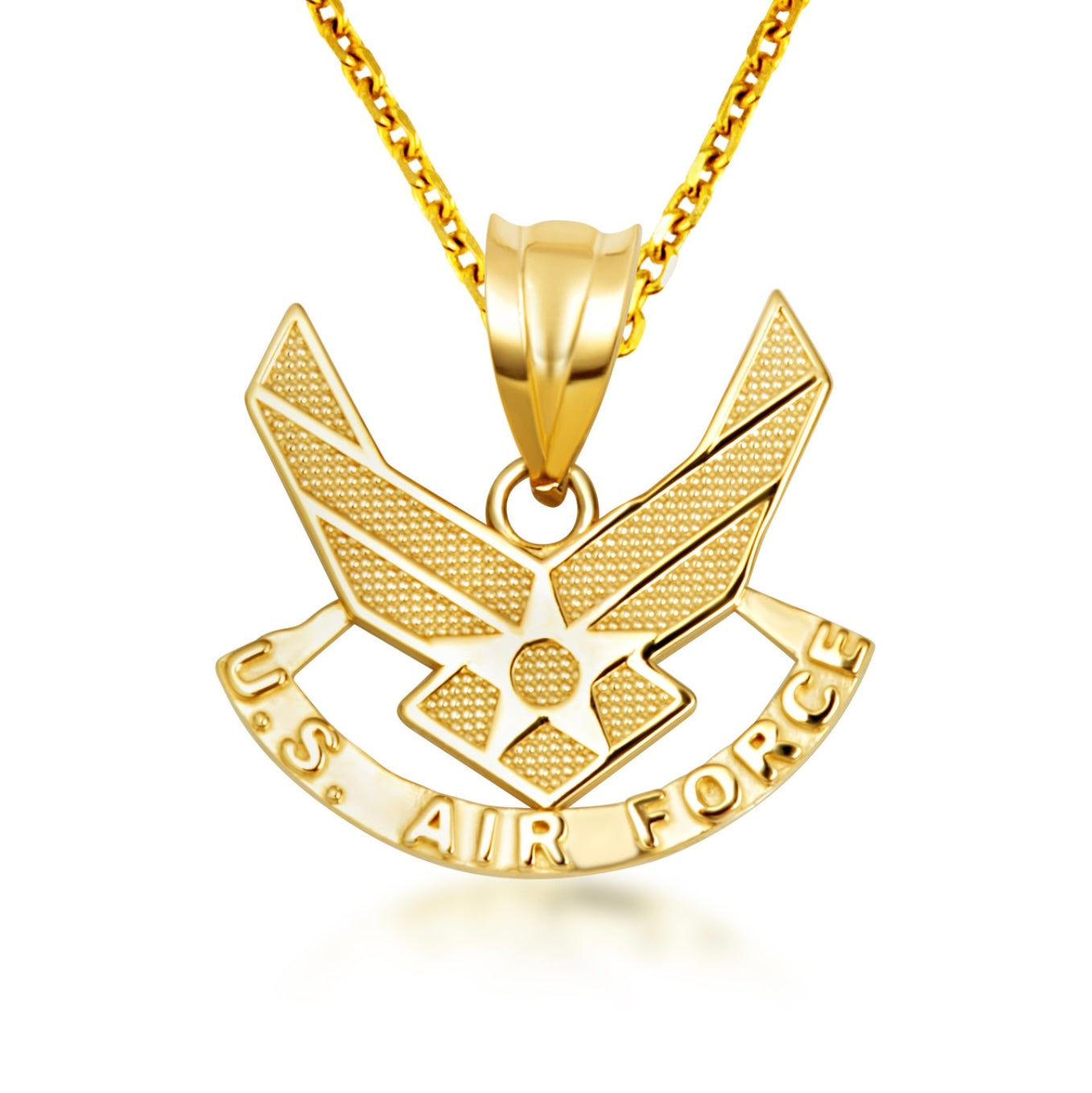 Gold United States Air Force Emblem Officially Licensed Pendant Chain