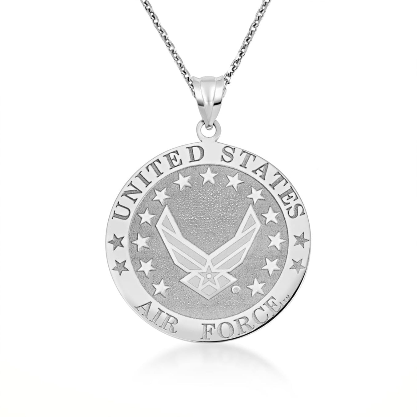 925 Sterling Silver United States Air Force Emblem Officially Licensed Medallion Pendant Chain