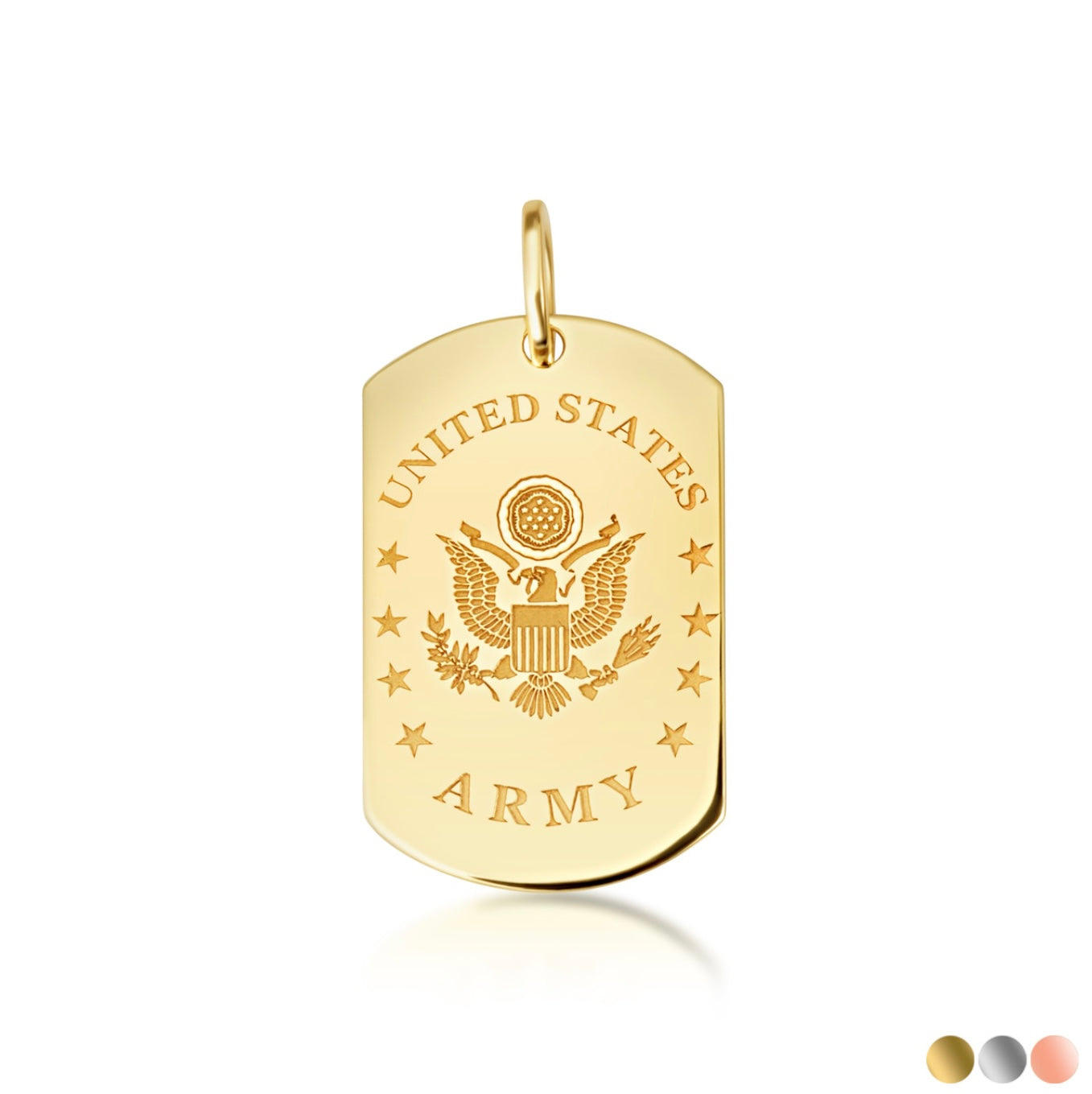 Gold United States Army Eagle Emblem Officially Licensed Dogtag Pendant Chain