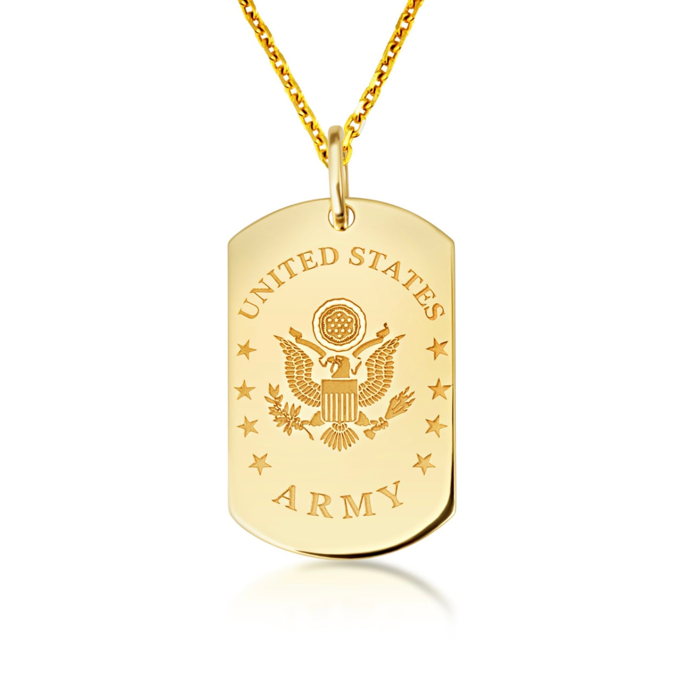 Gold United States Army Eagle Emblem Officially Licensed Dogtag Pendant Chain