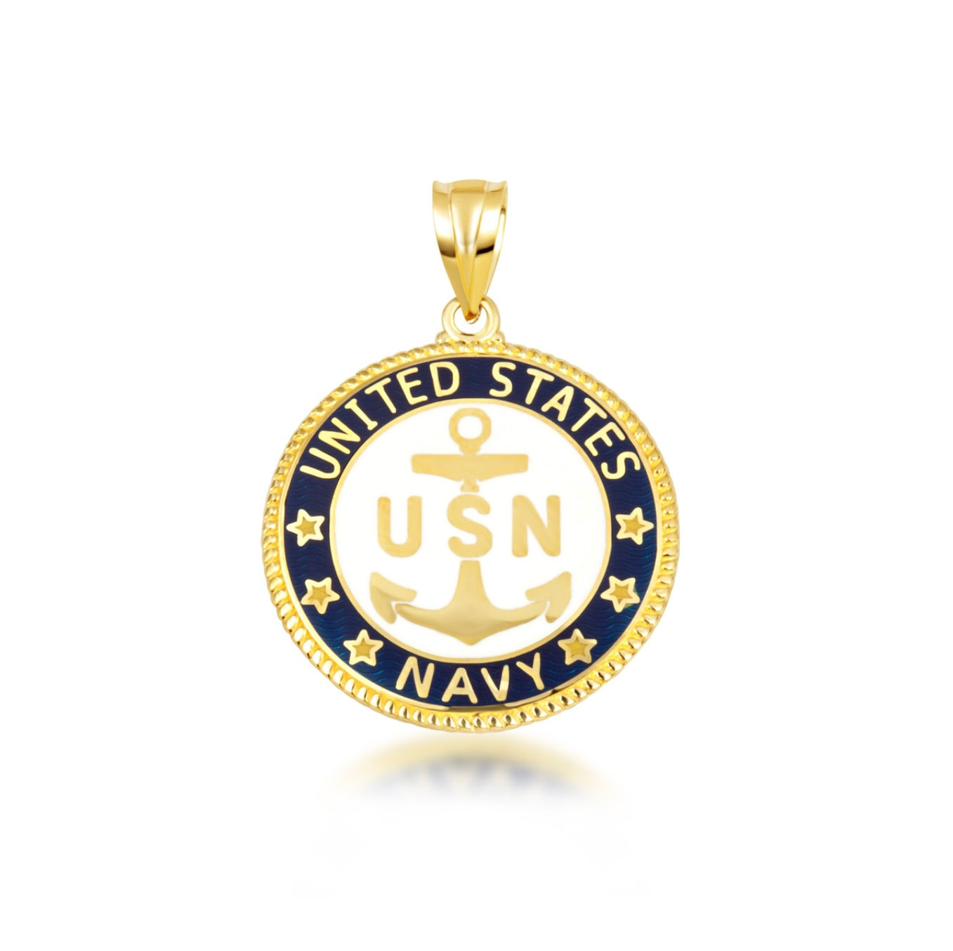 Solid Gold United States Navy Emblem Officially Licensed Medallion Pendant Chain