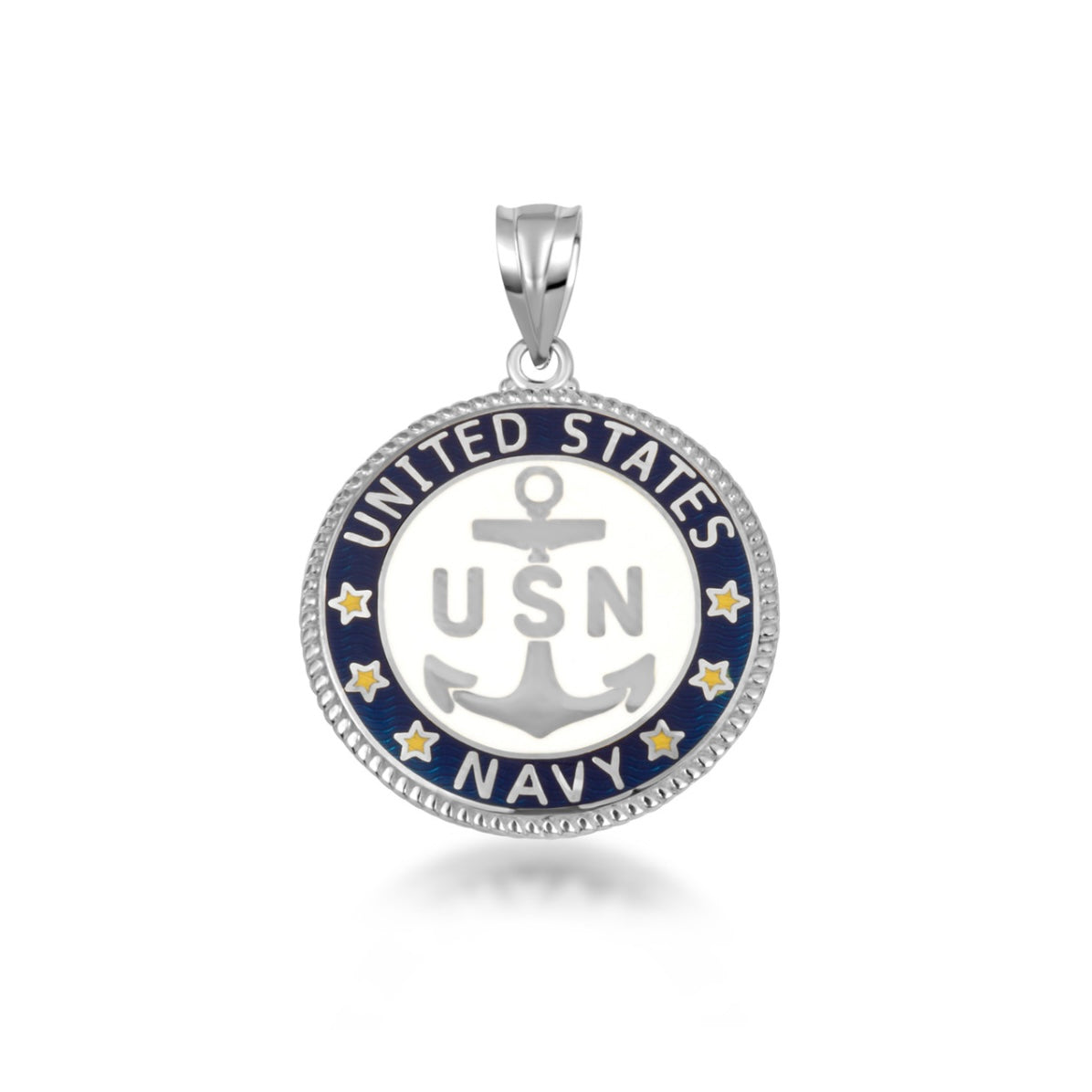 Solid Gold United States Navy Emblem Officially Licensed Medallion Pendant Chain